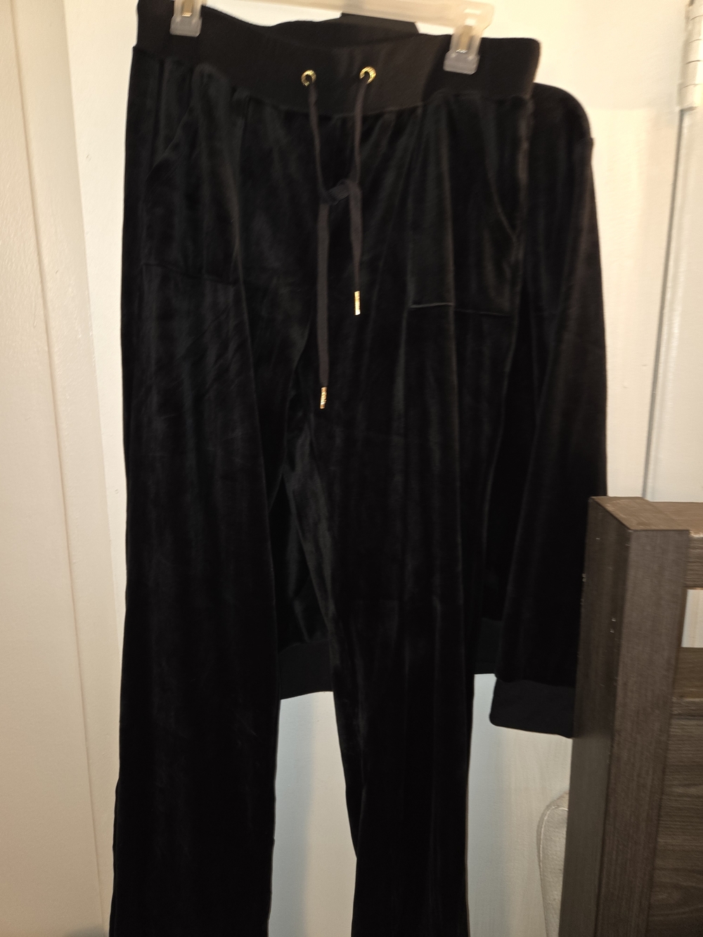 Juicy Couture Black Velour Jacket with Gold Hardware